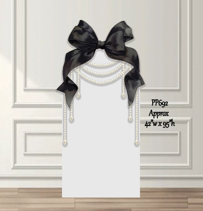 PP692FS(SB) Pearl elegant Black Bow Panel Baby Shower coquette Bow