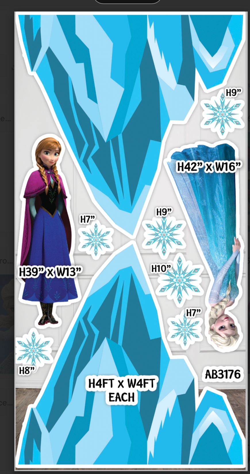 Frozen Princess Ice Crystal AB3176 FS SPECIAL BOAD BACKDROP Crorplast