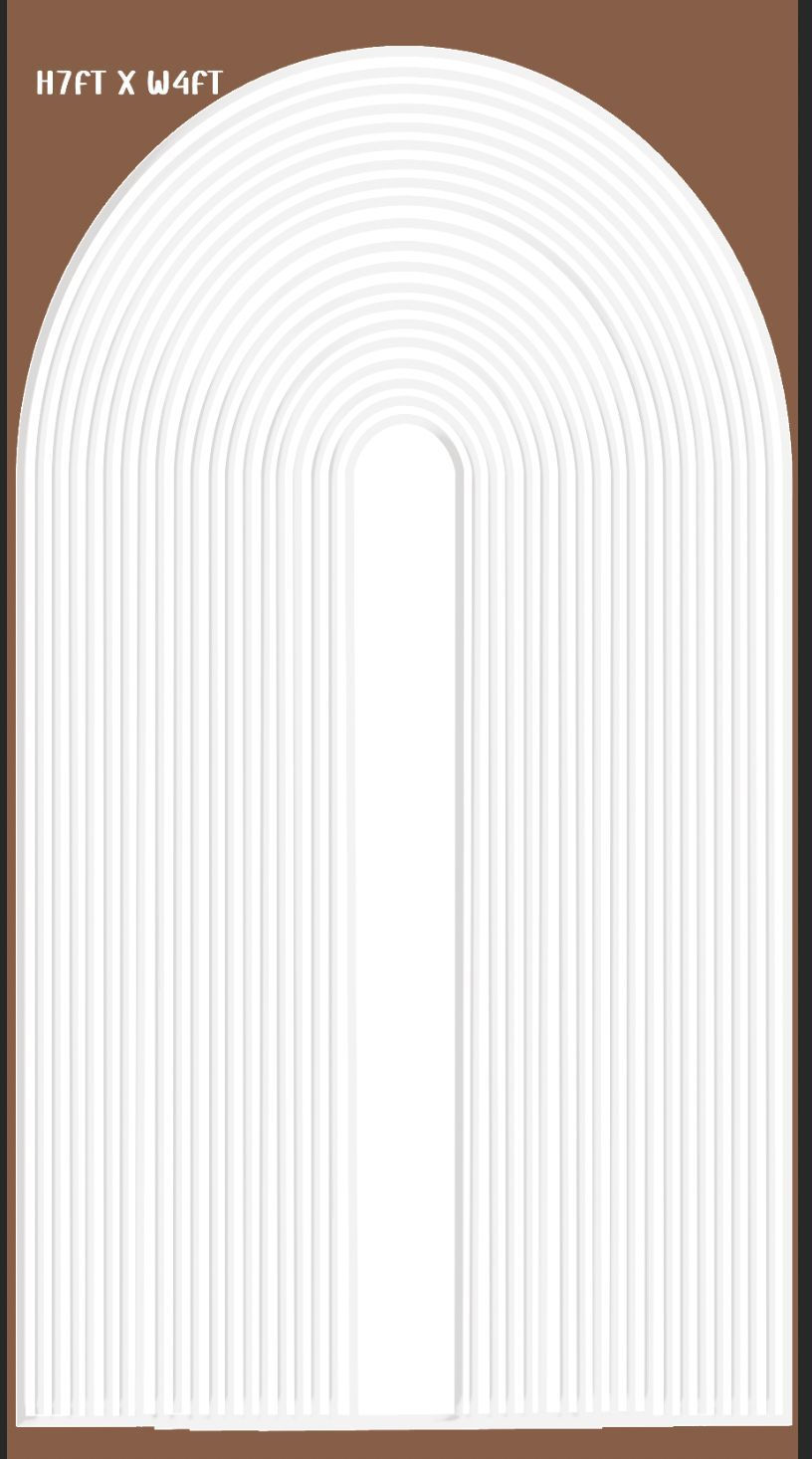 FP974(SB) white 3D ripple effect arch PANEL 7x4’