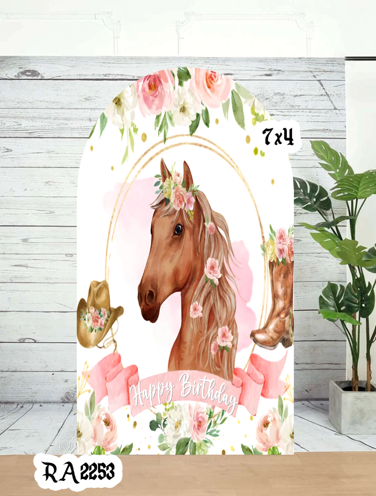 RA2253 HORSE PINK WESTERN 7X4 ARCH TOP SB