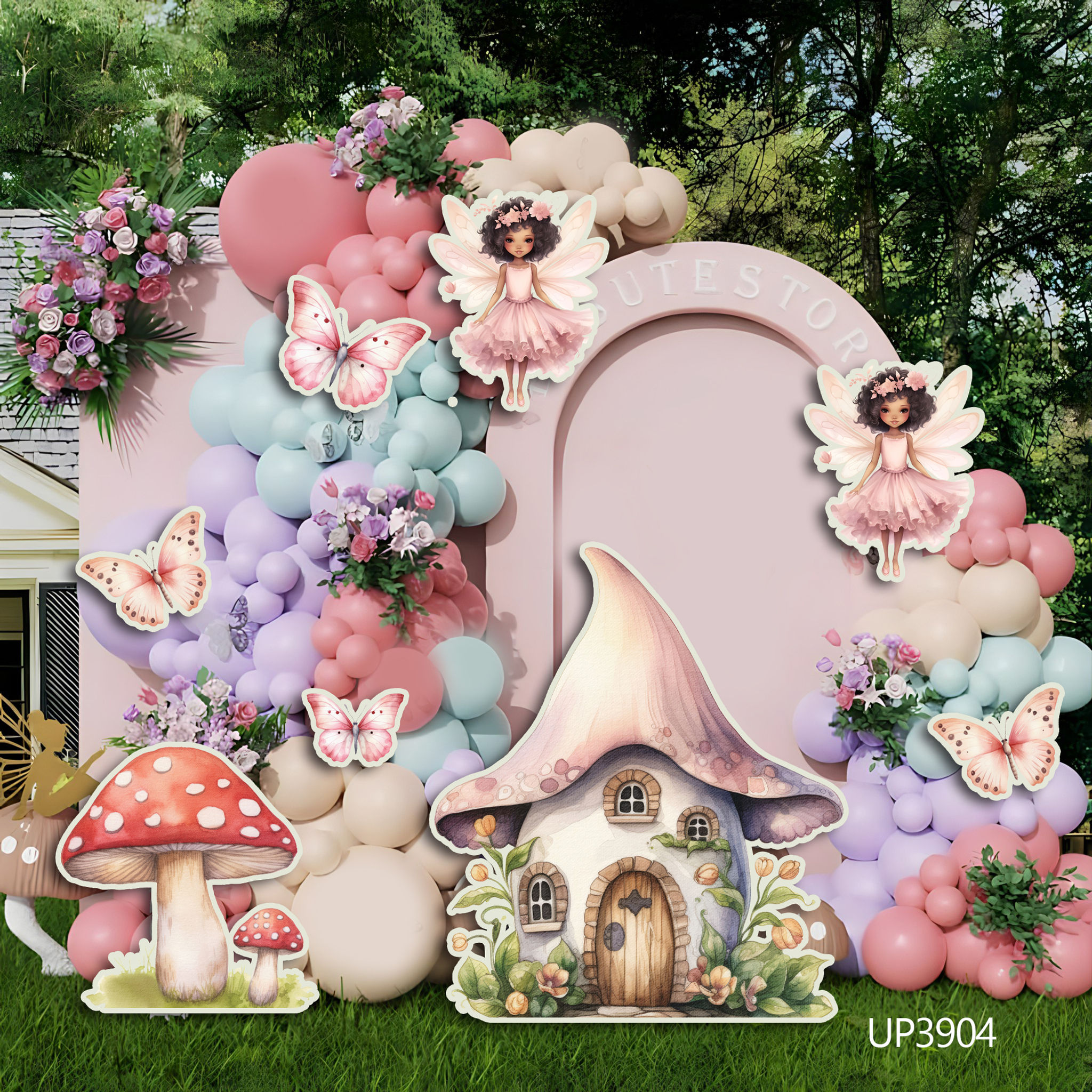 UP3904(SB)  Fairy  Butterfly butterflies mushrooms