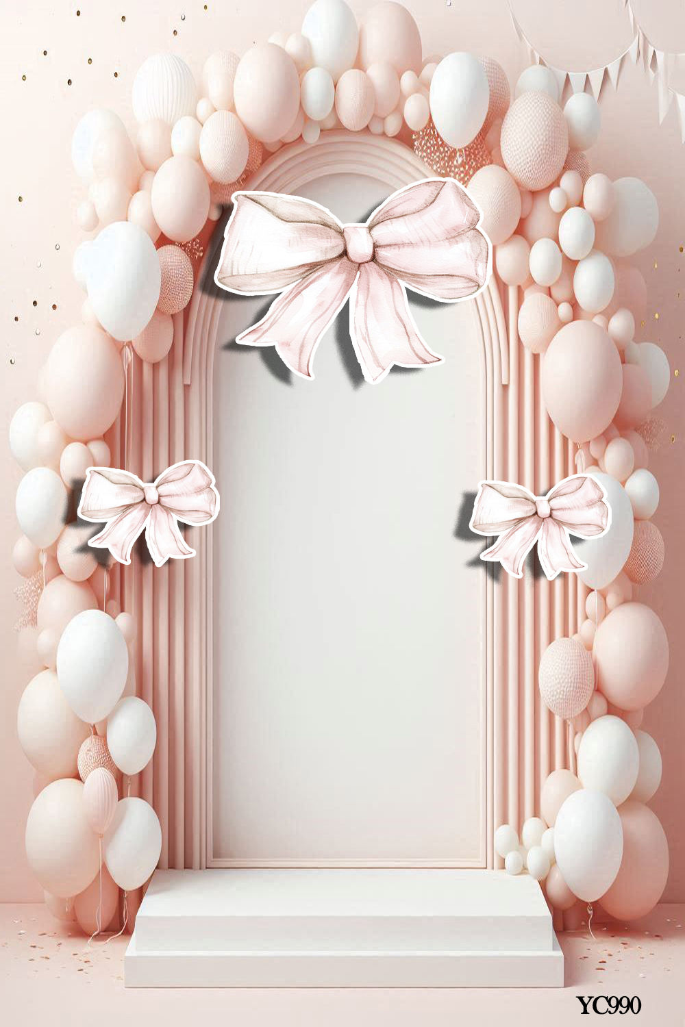 YC990QS Pink watercolor Bows