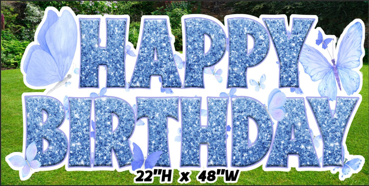D212 QS Happy Birthday Sign, Butterly Birthday Sign