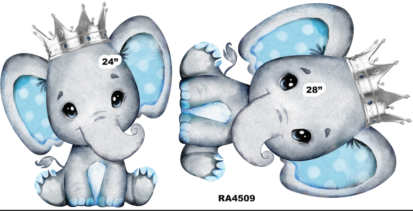 RA4509QS BLUE ELEPHANT with clouds baby shower its a boy