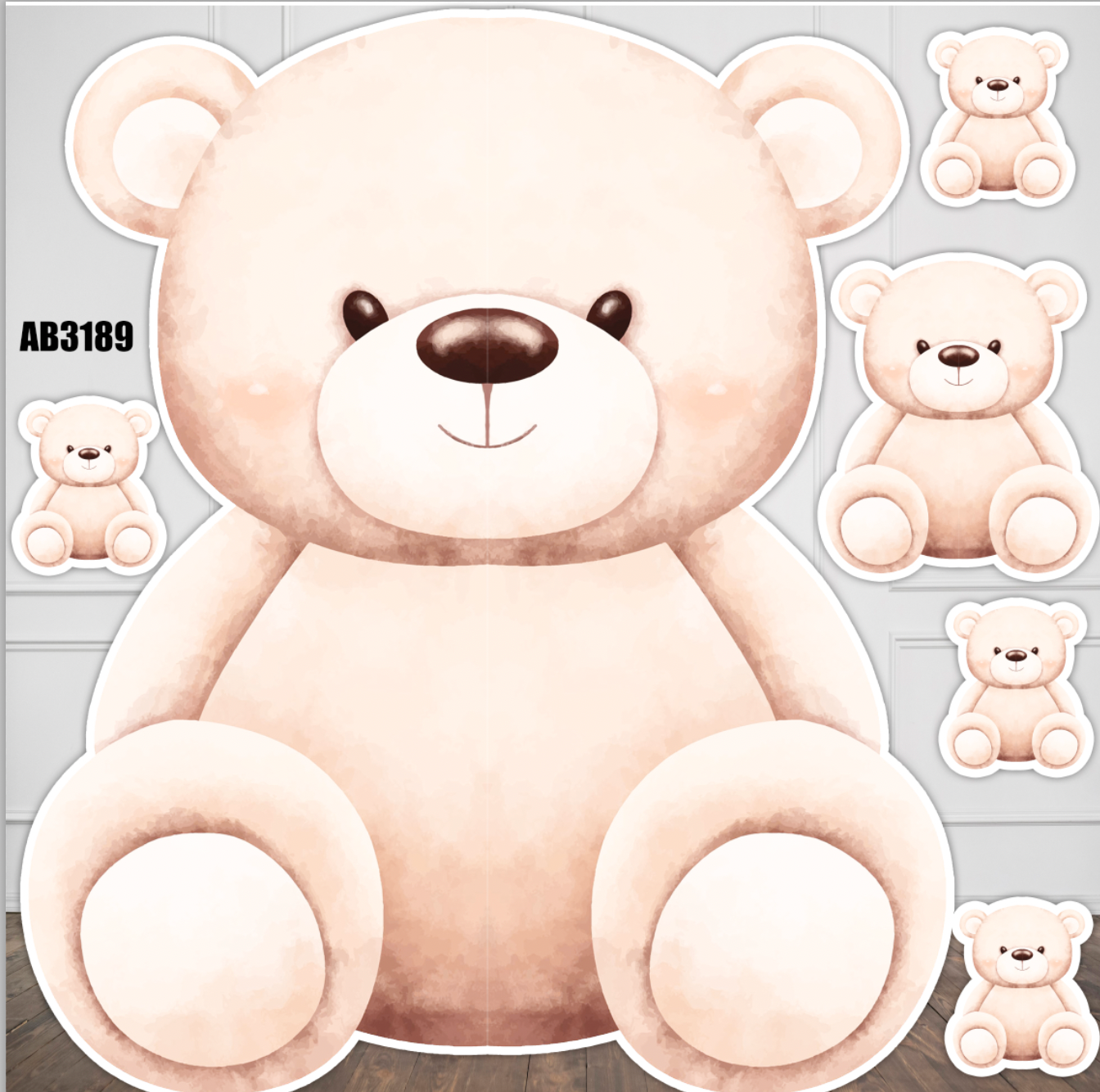 AB3189HS Giant WATERCOLOR TEDDY BEAR BABY SHOWER