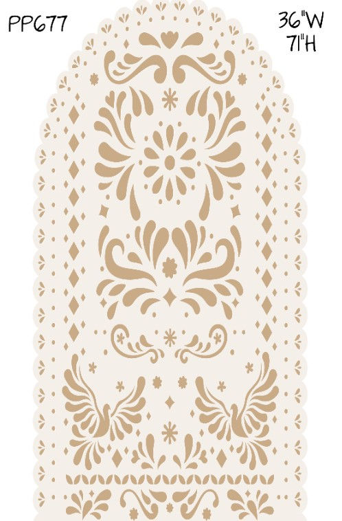 Thumbnail: PP677QS3(SB)  Cielito Lindo Mexican panel white with beige papel picado look