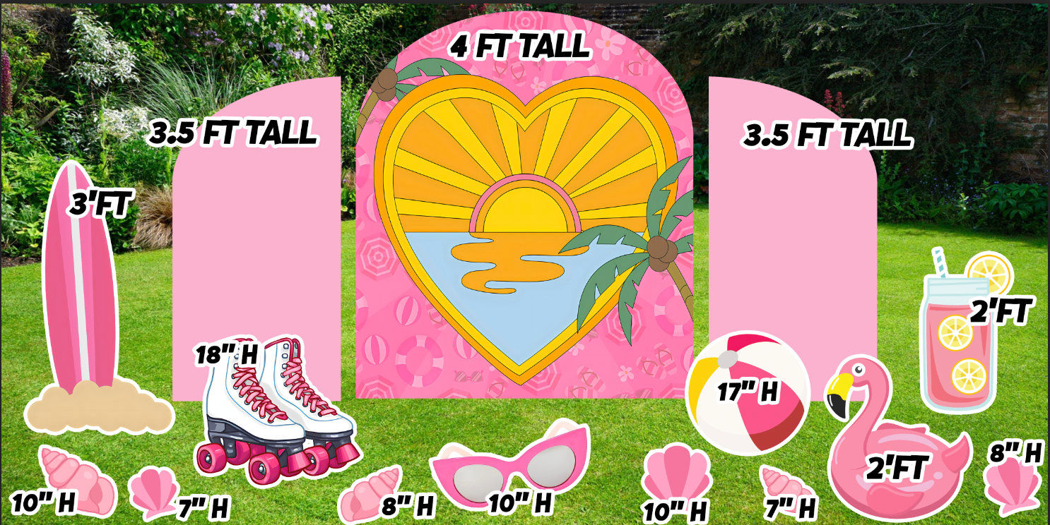 D225 FS, D226 QS3 Pink Summer Set, Pink party , Pool Backdrops.