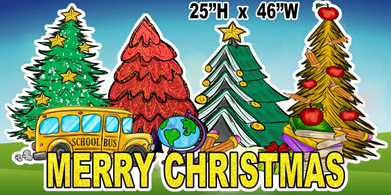 D055 QS Christmas School sign Decor