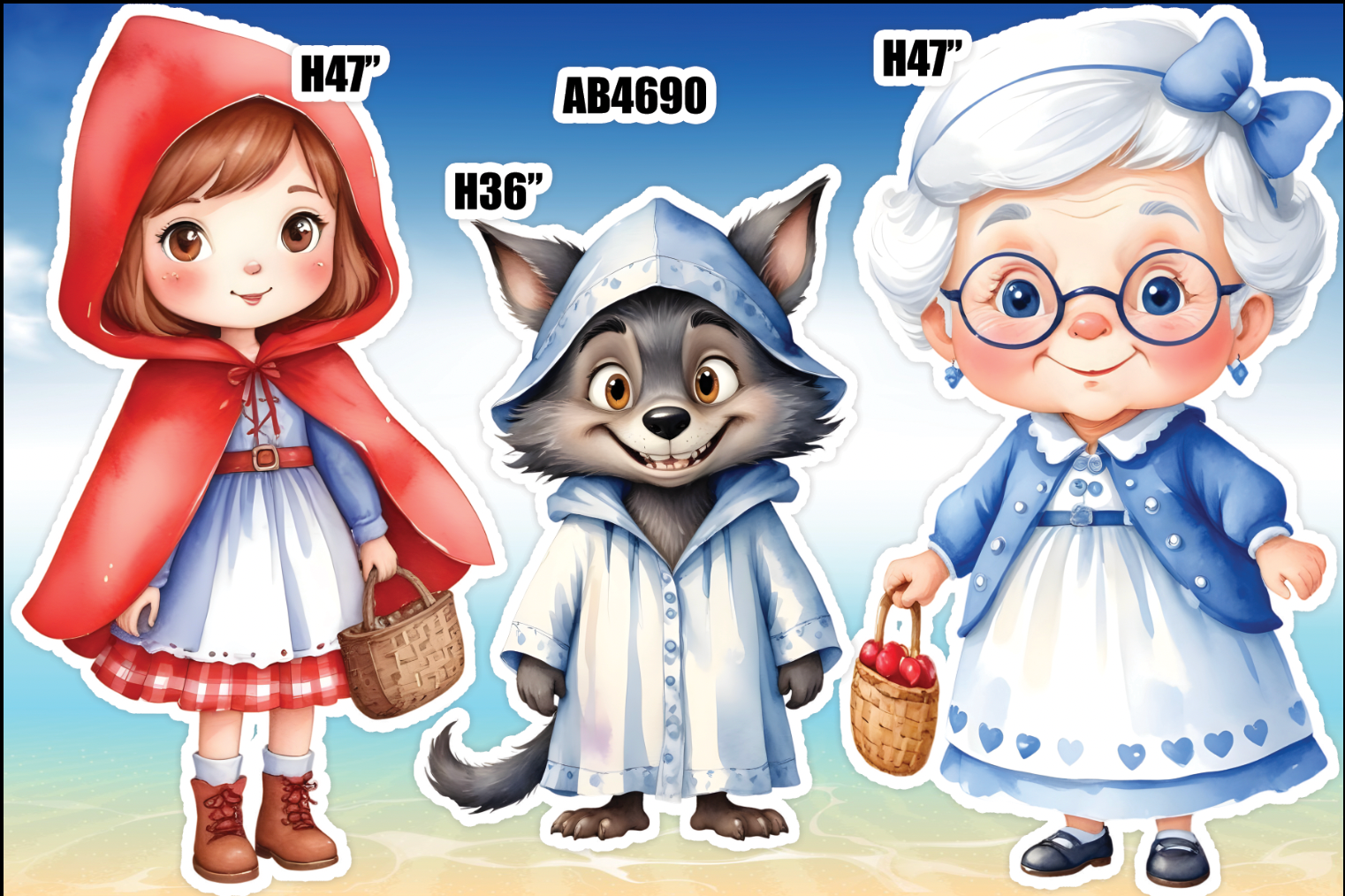 AB4690QS3(SB)  Capeducita roja watercolor