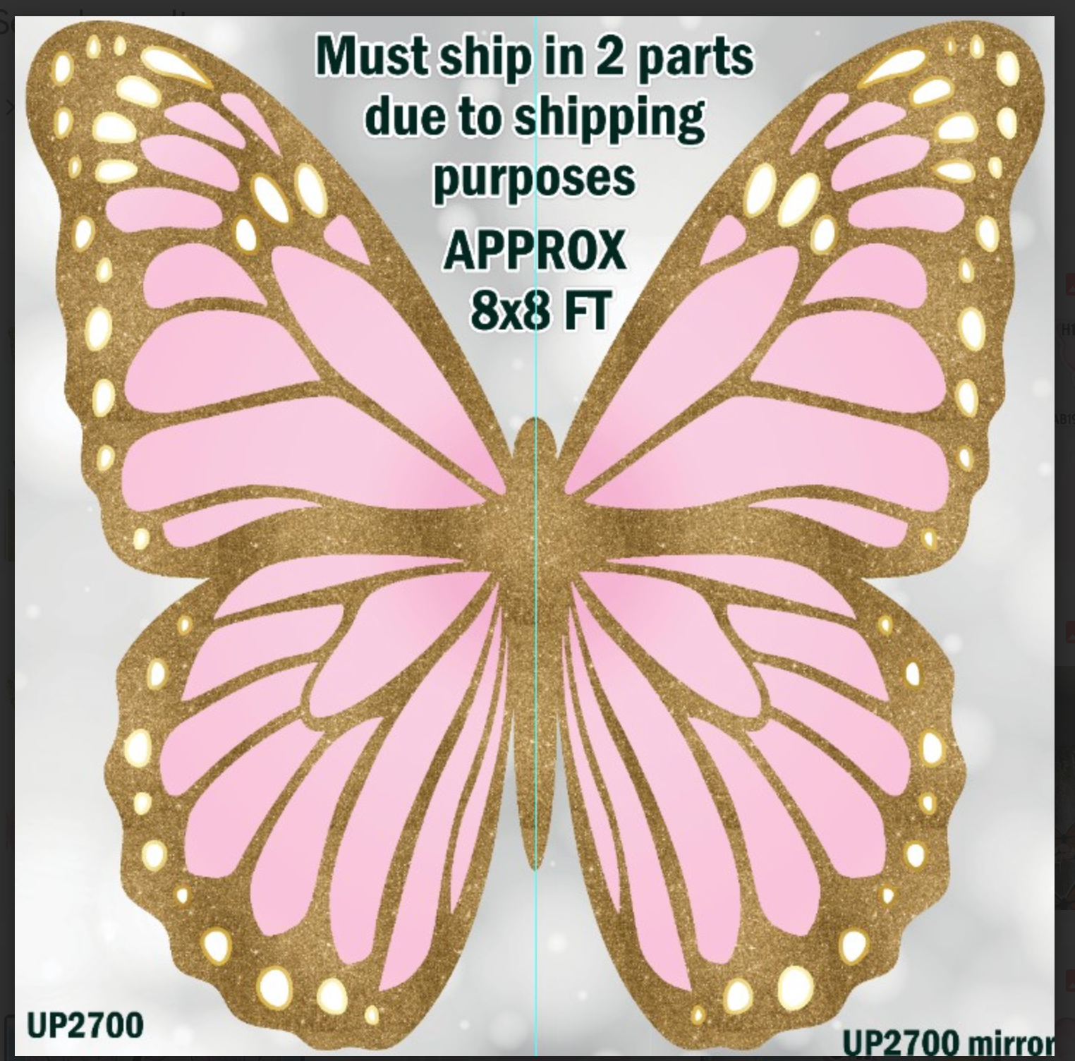 Gold and Pink  Butterfly 8x8 UP2700 SPECIAL BOARD  COROPLAST BACKDROP