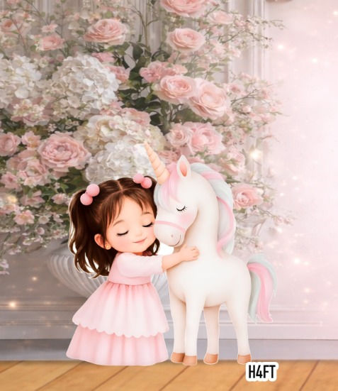 RA3849 UNICORNIO AND GIRL 4FT HS