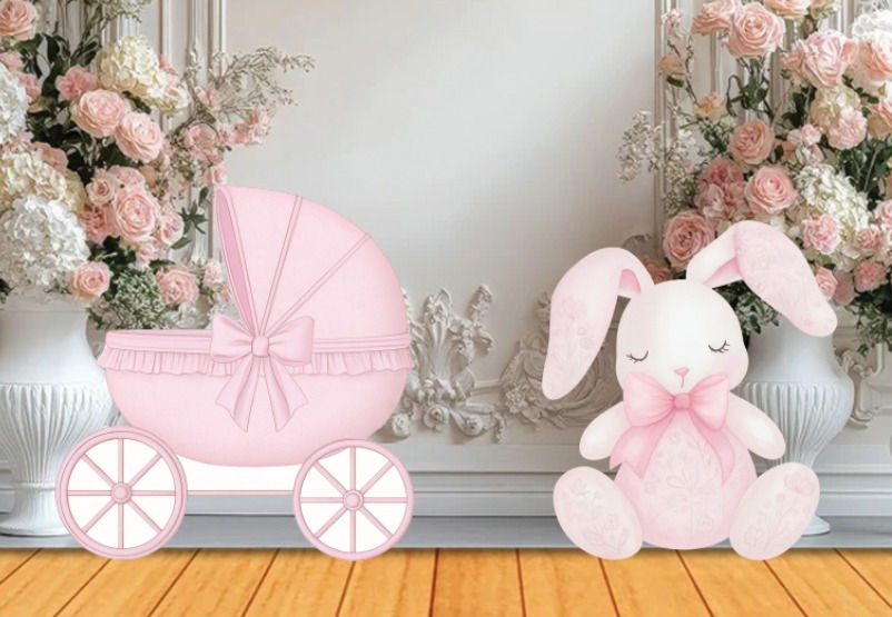RA2752 TOILE PINK BUNNY AND CARRIOLA SB