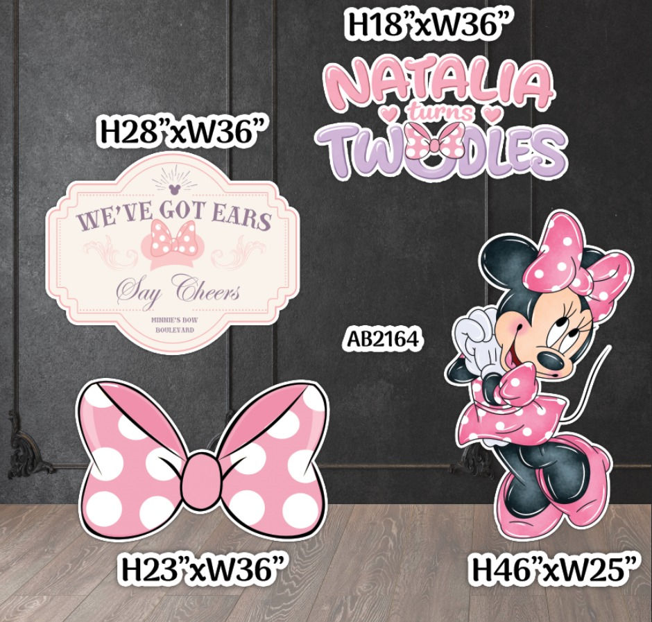 AB2164FS Minnie mouse custom name and bow watercolor Bowtique