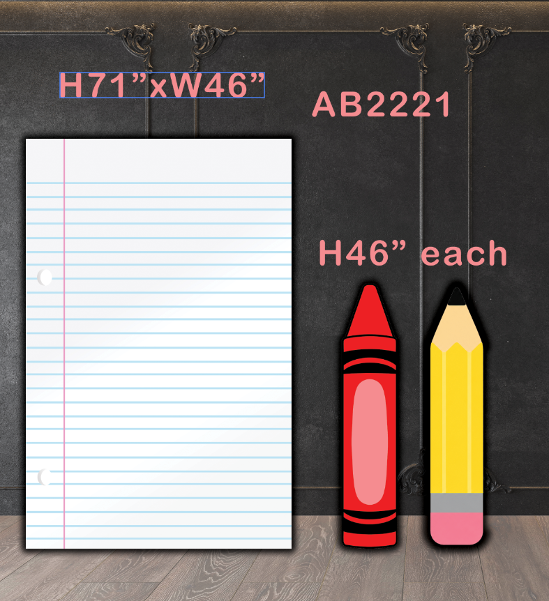 AB2221FS Notebook page and crayons pencil school theme SB