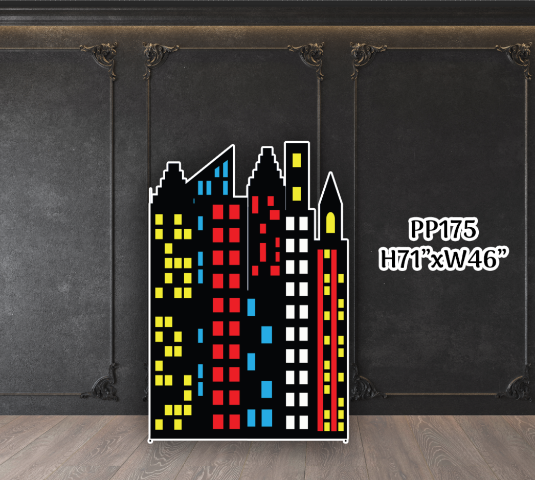 PP175QS3(SB) Superhero black buildings city 4x6 MM