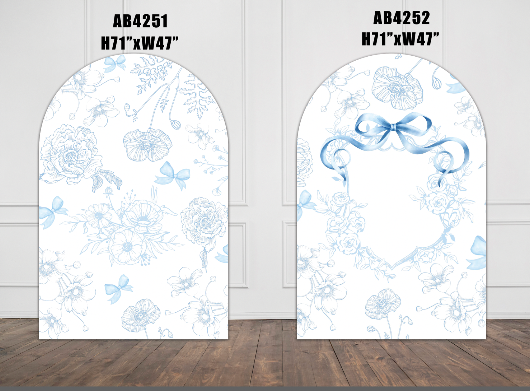 AB4251(SB) AB4252(SB) 6x4 Arch Panels Blue floral Baby shower Theme