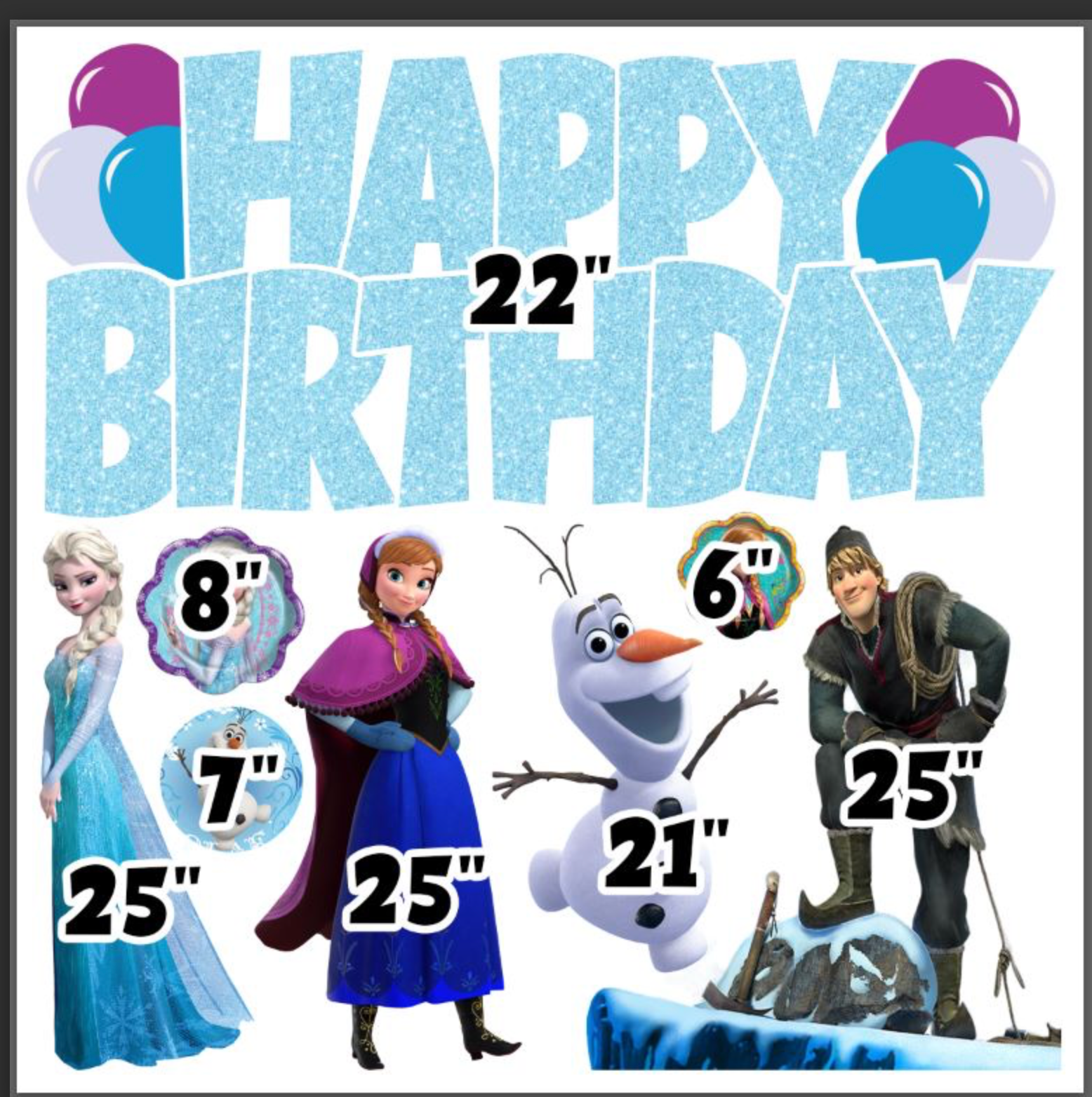 Frozen Princess Happy Birthday UP288 HS BACKDROP Crorplast