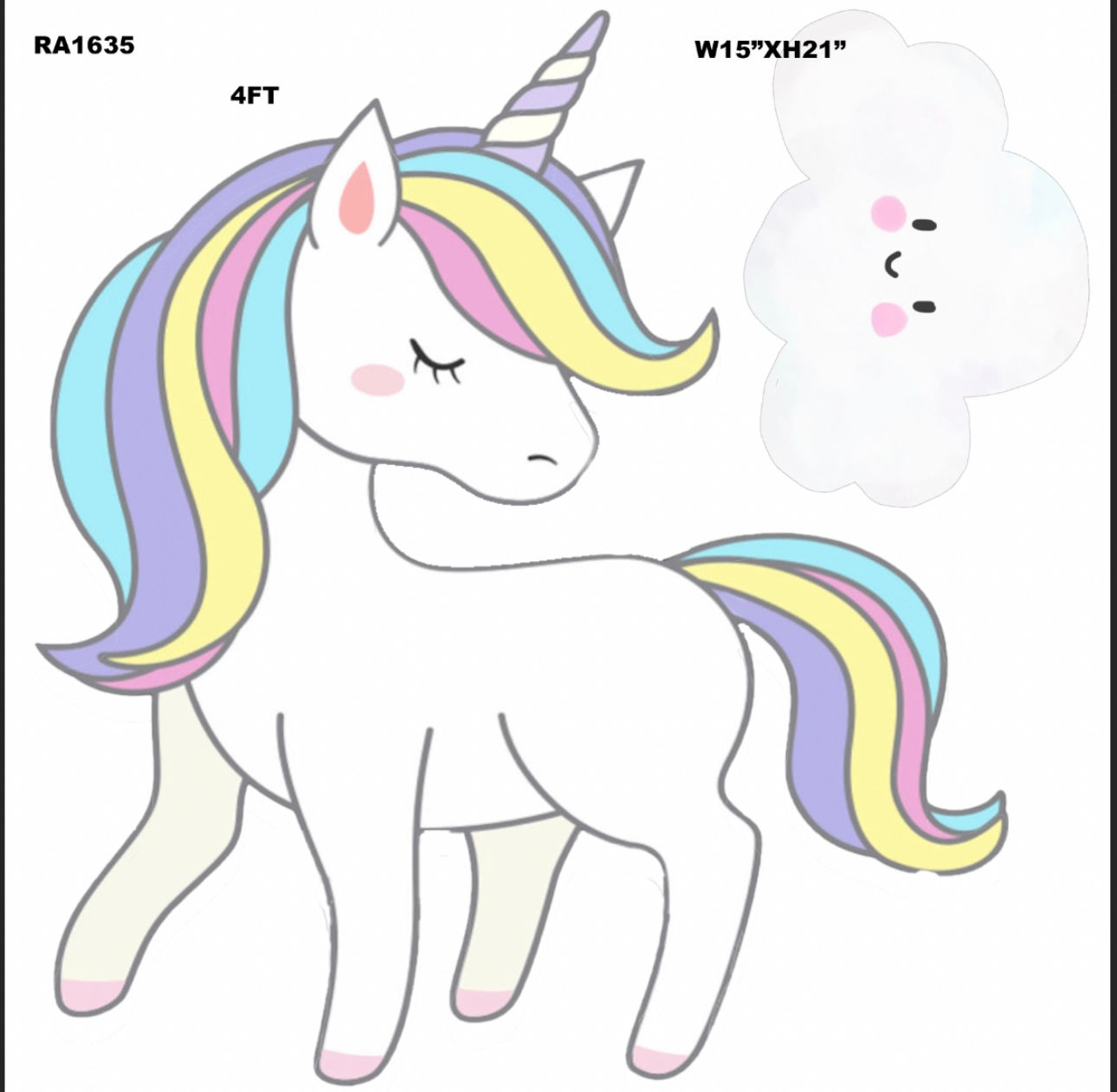 RA1635  HS Pastel rainbow Unicorn