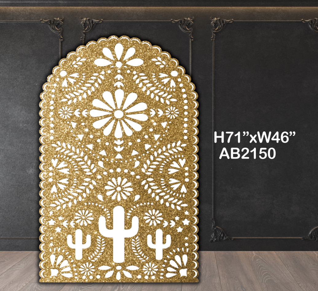 AB2150QS3 Gold glitter effect cielito lindo 6x4 mexican panel papel picadoSB