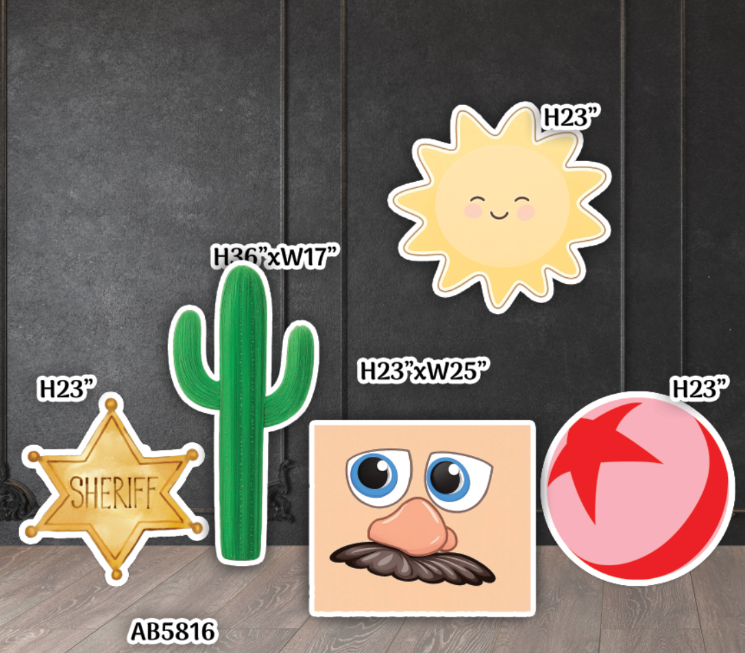 AB5816QS3 Watercolor Toy Story western Props