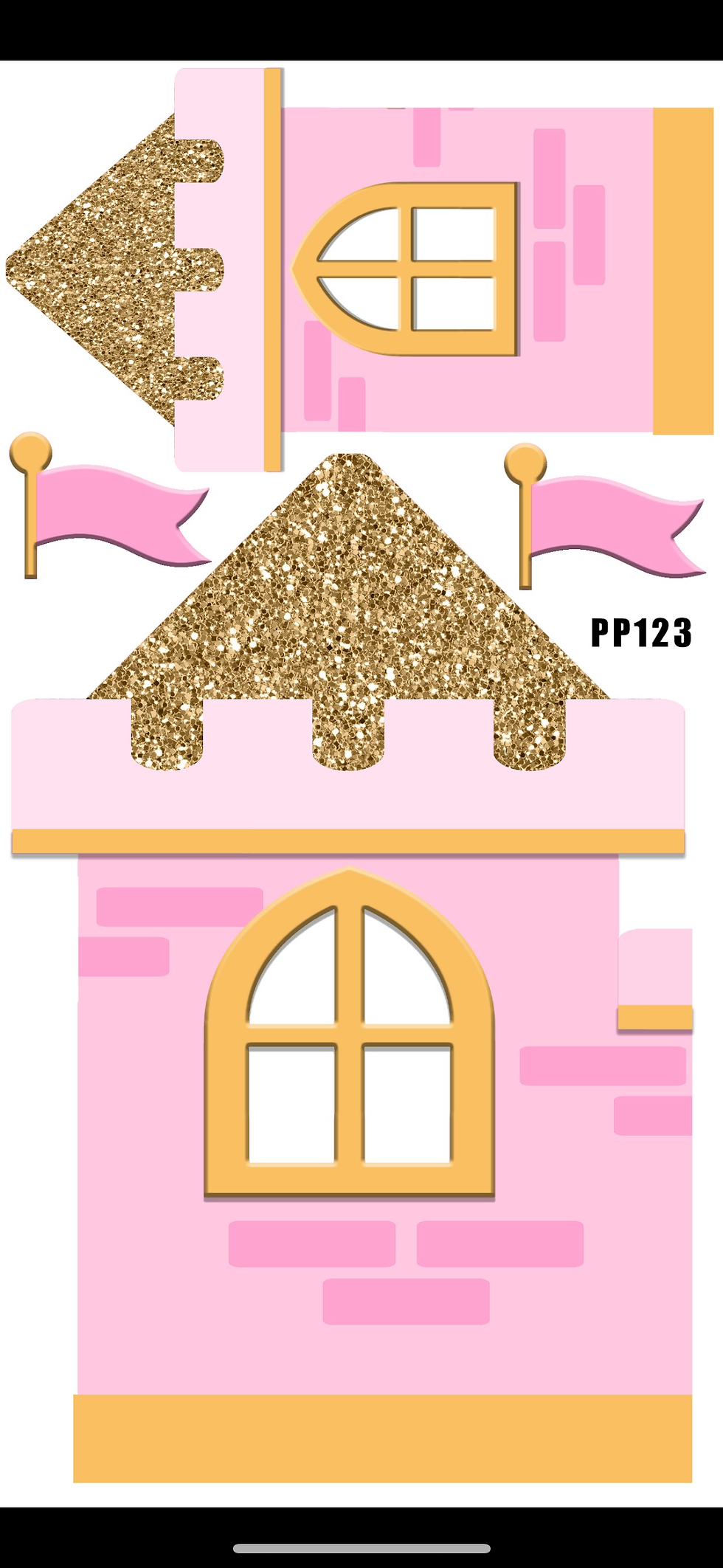 Thumbnail: PP123,124,125 (allSB) pink & gold princess castle Approx 9FTx14FT