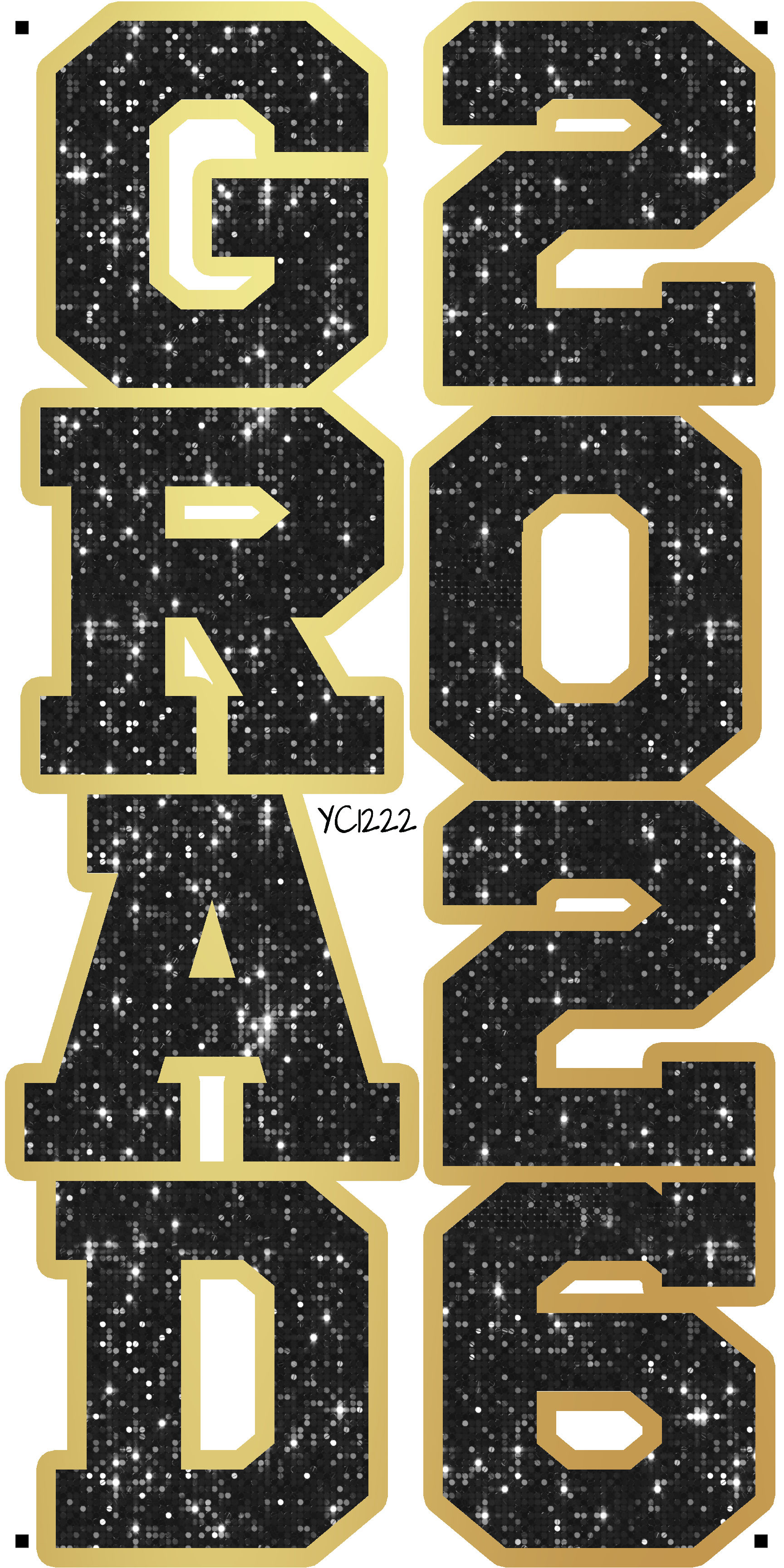 YC1222 BLACK GLITTER AND GOLD