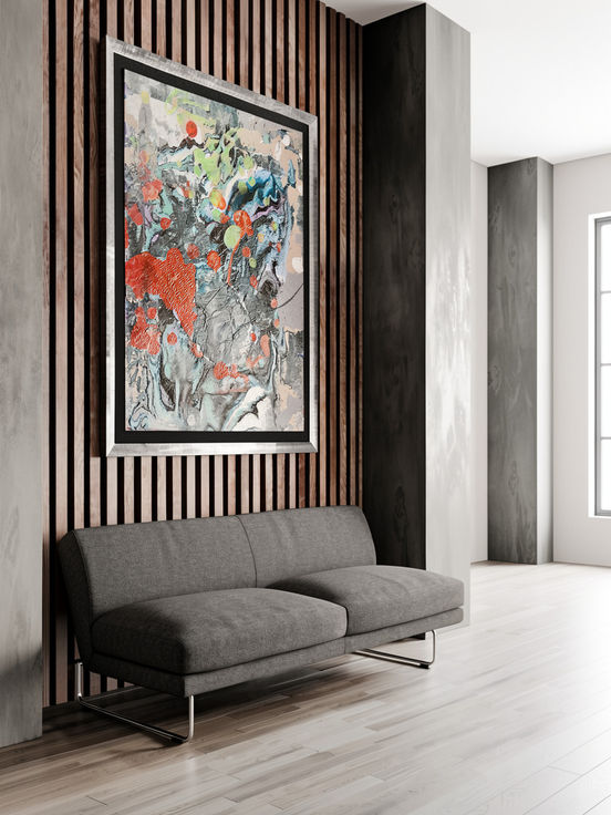 Hallway with comfy sofa and recessed wall-Angled