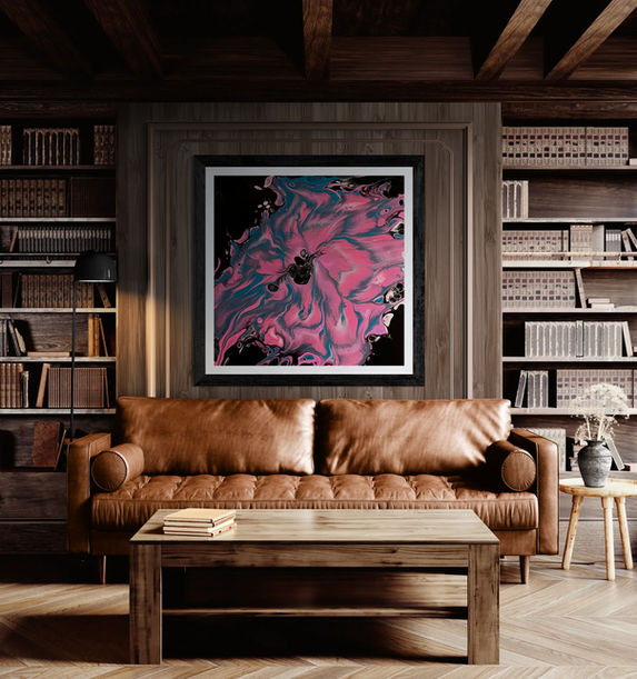 Cozy living room with a wall-mounted bookshelf.jpeg