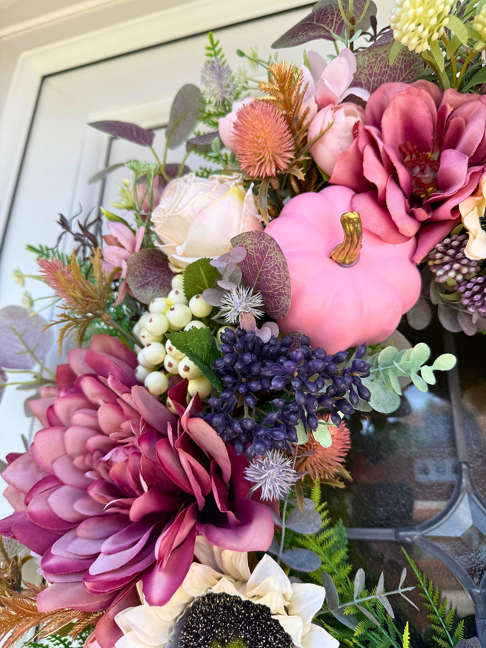 Thumbnail: Pink Pumpkin Harvest Wreath - 58 cm