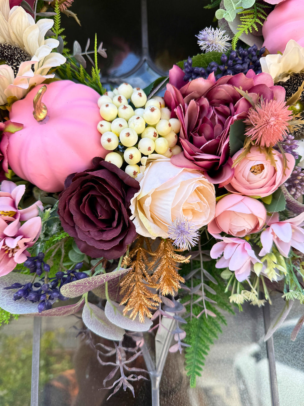 Thumbnail: Pink Pumpkin Harvest Wreath - 58 cm