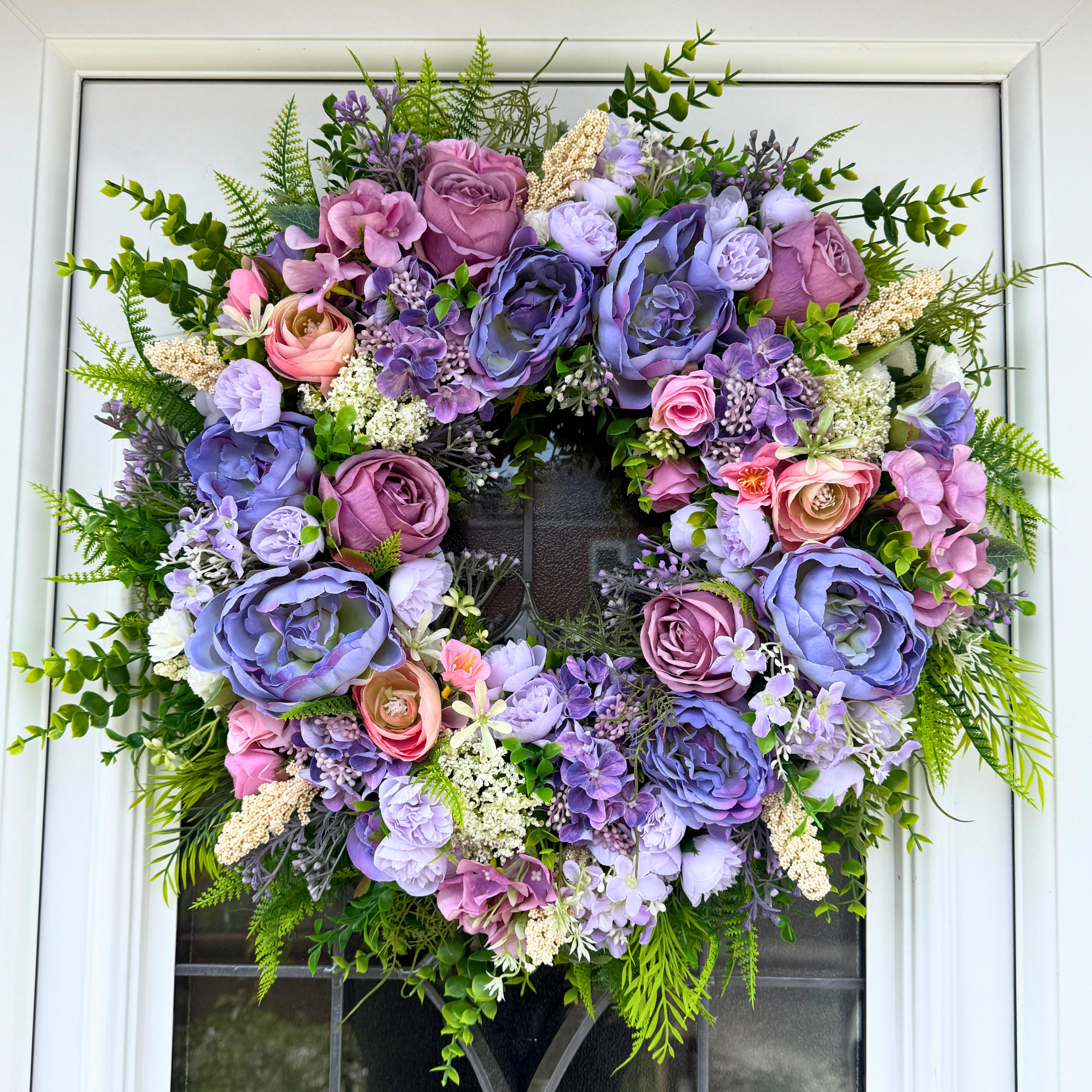 Lilac and Pink Floral Wreath - 55 cm
