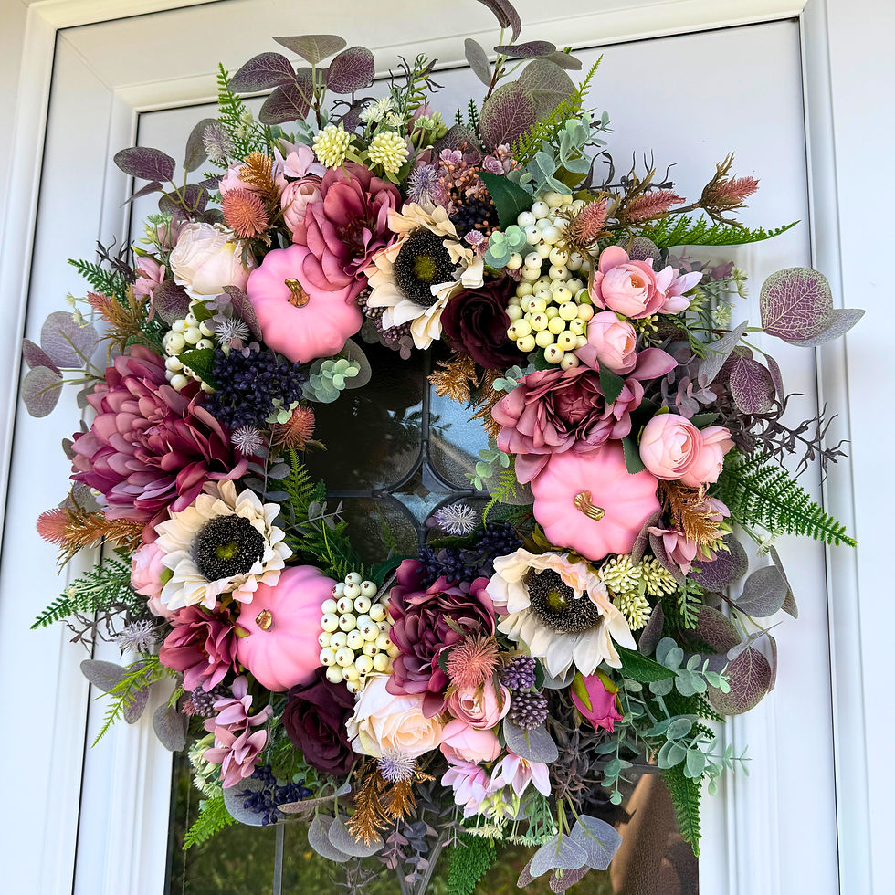 Thumbnail: Pink Pumpkin Harvest Wreath - 58 cm