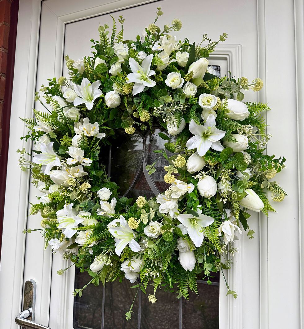 Thumbnail: White Lily And Tulip Wreath – 2 sizes
