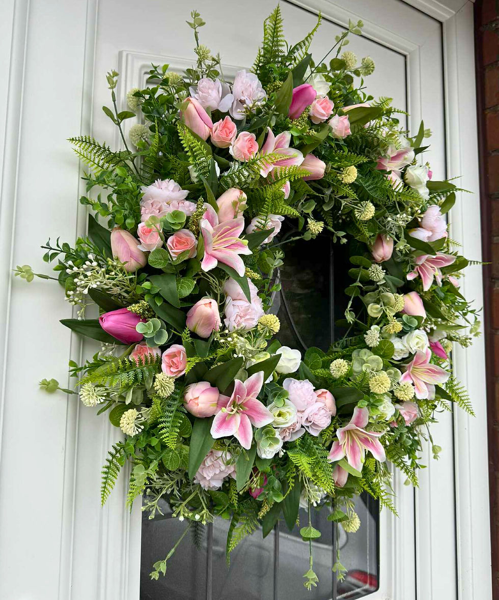 Thumbnail: Pink Lily and Tulip Wreath - 2 Sizes