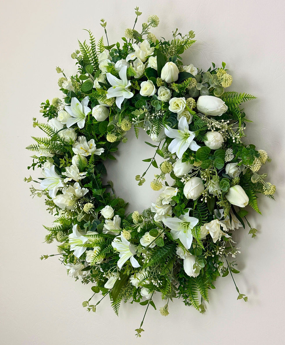 Thumbnail: White Lily And Tulip Wreath – 2 sizes
