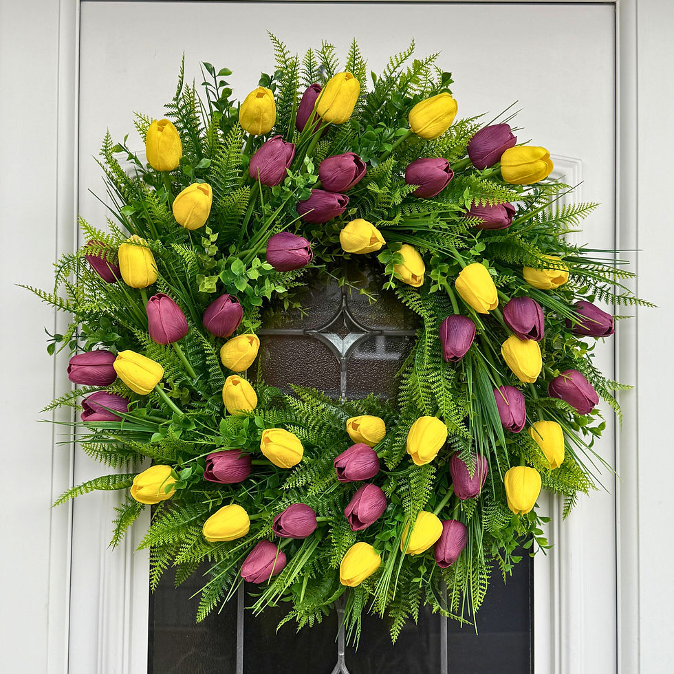 Thumbnail: Yellow & Plum Tulip Spring Wreath – 58 cm