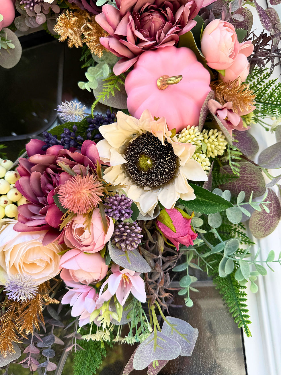 Thumbnail: Pink Pumpkin Harvest Wreath - 58 cm