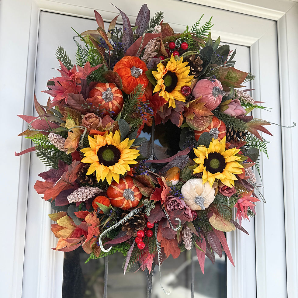 Thumbnail: Autumn Sunflower & Pumpkin Wreath – 55 cm