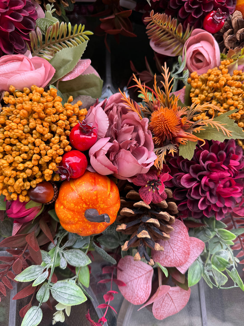 Thumbnail: Burgundy Pumpkin Autumn Wreath – 52 cm
