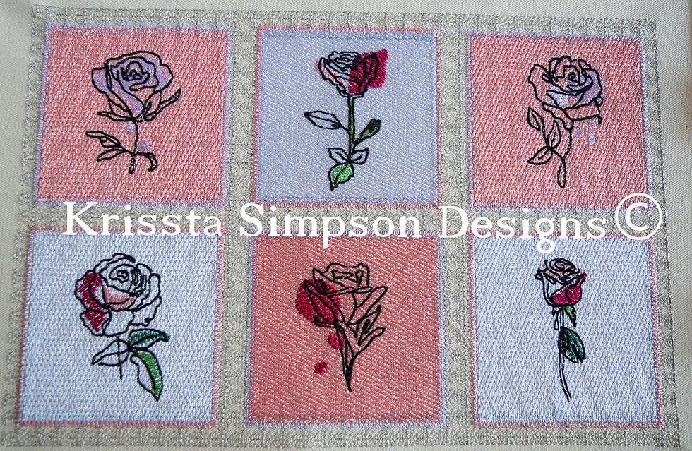 Thumbnail: Abstract roses composition 01 set of 7 machine embroidery designs