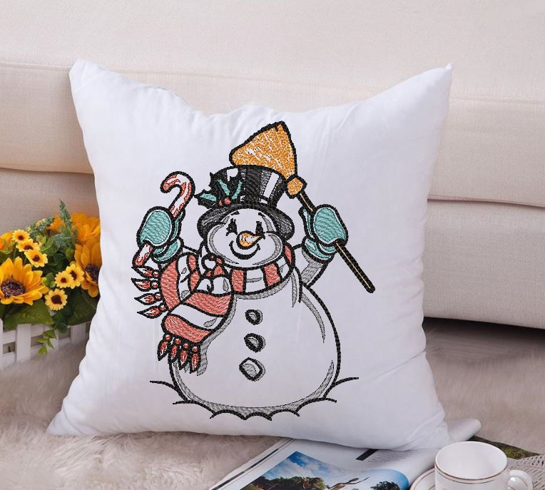 Thumbnail: Vintage Christmas Snowman 02 machine embroidery design