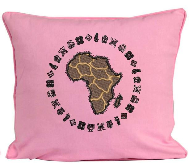 Thumbnail: African continent with tribal symbols machine embroidery design