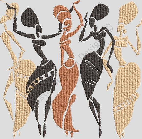 Thumbnail: Native African dancers machine embroidery design