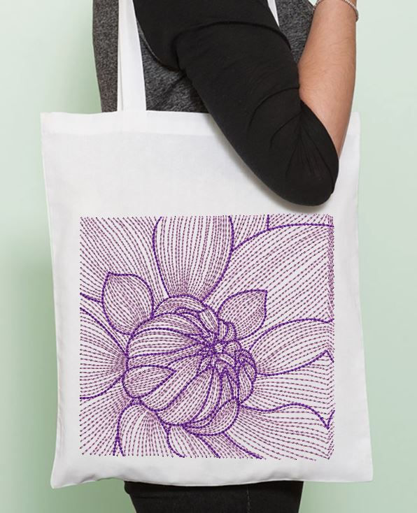 Thumbnail: Op Art Flower machine embroidery redwork design