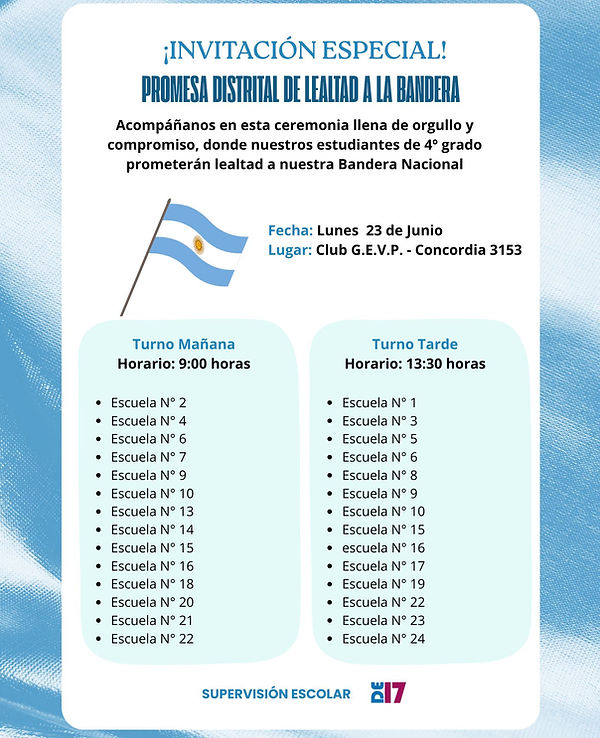 ¡Invitación Especial! Ceremonia de Promesa de Lealtad a la Bandera Distrital Fecha 23 de j
