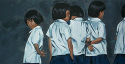 Petites écolières, 90x50cm, vendu