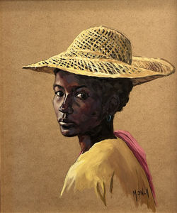 Jeune femme au chapeau, 48x39cm