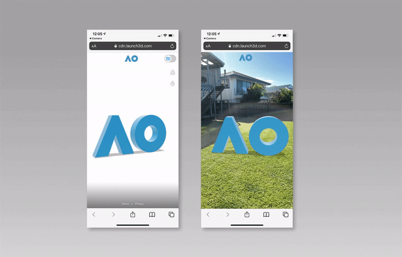 An AR experience I created using the AO logo for a pitch to the Australian Open