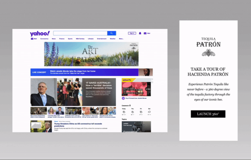 Presale mockup – Patron 360 degree ad units desktop + mobile