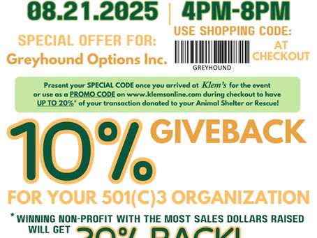 Shop to Support Greyhound Options!